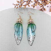 Butterfly Wing Earrings S925 Silver Post, Multi Color Clear Wing Earrings, Boho Dangle Earrings - KaleaBoutique.com