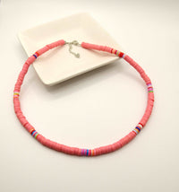 Bohemian Clay Disk Bead Necklace, Boho Bead Choker Beach Unisex Necklace, Surfer Men's Necklace - KaleaBoutique.com