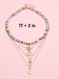 Layered Gold Chain Multi Strand Long Necklace, Multi Strand Boho Shell Charm Long Beach Necklace - KaleaBoutique.com