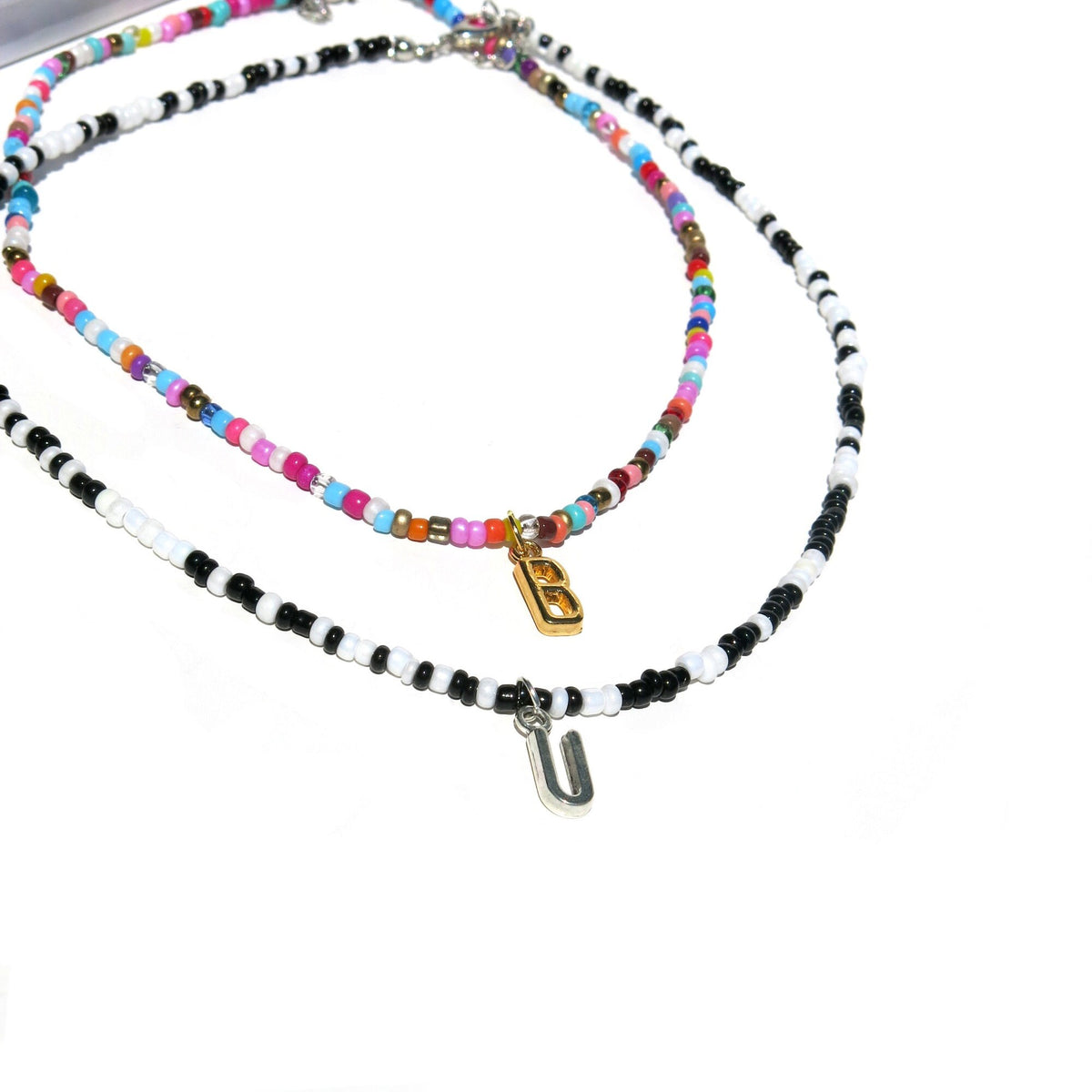 Seed Bead Unisex Necklace, Name Initial Letter Beaded Necklace, Boho Minimalist Personalized Name Necklace - KaleaBoutique.com