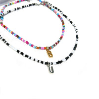 Seed Bead Unisex Necklace, Name Initial Letter Beaded Necklace, Boho Minimalist Personalized Name Necklace - KaleaBoutique.com