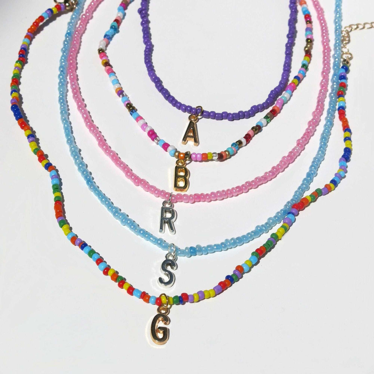 Seed Bead Unisex Necklace, Name Initial Letter Beaded Necklace, Boho Minimalist Personalized Name Necklace - KaleaBoutique.com
