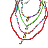 Seed Bead Unisex Necklace, Name Initial Letter Beaded Necklace, Boho Minimalist Personalized Name Necklace - KaleaBoutique.com