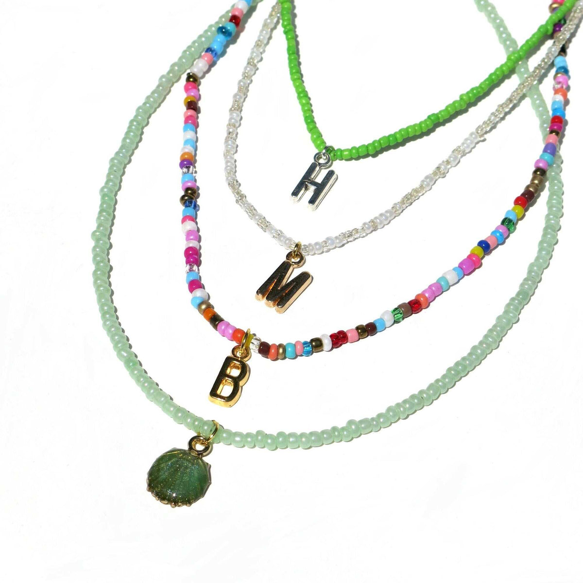 Seed Bead Unisex Necklace, Name Initial Letter Beaded Necklace, Boho Minimalist Personalized Name Necklace - KaleaBoutique.com