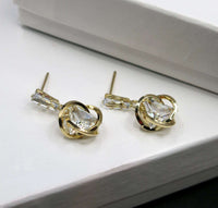 Baguette Cut Crystal Earrings, Sphere Crystal Ball Wedding Bridal Earrings, Bridesmaid Minimalist Fashion Studded Earrings - KaleaBoutique.com