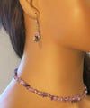 Genuine Amethyst Necklace and Bracelet 2 PC Jewelry Set, Gemstone Amethyst Nugget Dangle Earrings - KaleaBoutique.com