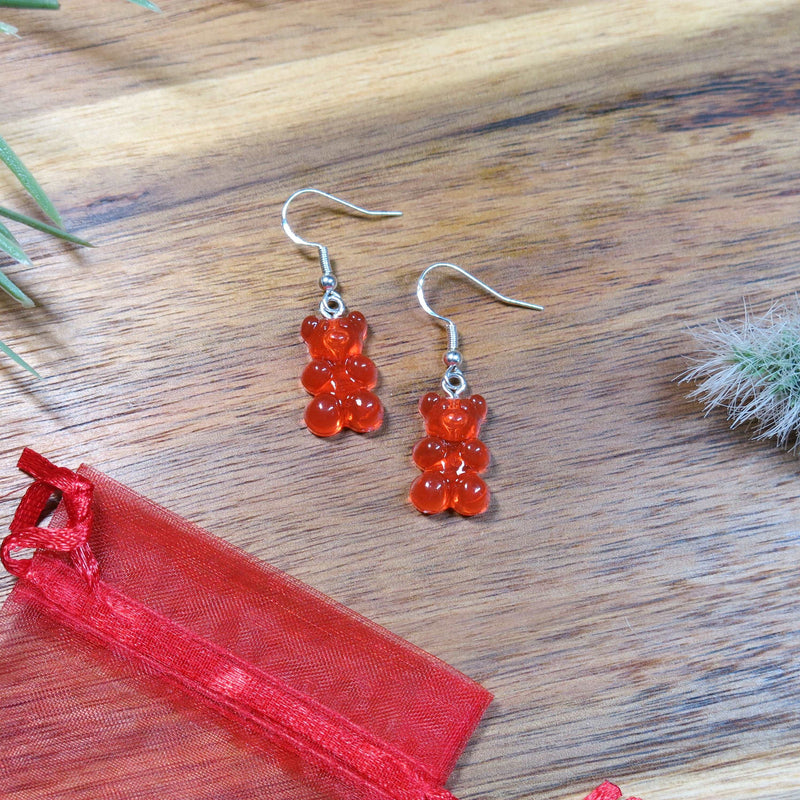 Realistic Gummy Bear Earrings, Gummy Bear Whimsical Drop Statement Earrings, Dangle Candy Earrings - KaleaBoutique.com