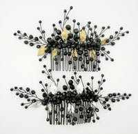 Gothic Style Black Hair Comb with Silver or Gold Leaves, Cosplay Vintage Costume Hairpin Hairpiece - KaleaBoutique.com