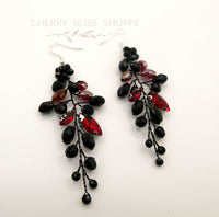 Black Red Decorative Comb and Earrings, Harley Queen Style Hair Pin, Red Halloween Vampire Cosplay Hair Piece - KaleaBoutique.com