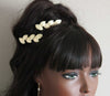 Gold Leaf 2 PC Alligator Hair Clip Set, Roman Leaf Boho Wedding Gold Leaf Small Headpiece Set - KaleaBoutique.com