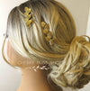 Gold Leaf 2 PC Alligator Hair Clip Set, Roman Leaf Boho Wedding Gold Leaf Small Headpiece Set - KaleaBoutique.com