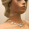 Multi Strand Floating Pearl 4 PC Jewelry Set, Bridal Pearl Chain Necklace, Chain Bracelet Earrings - KaleaBoutique.com