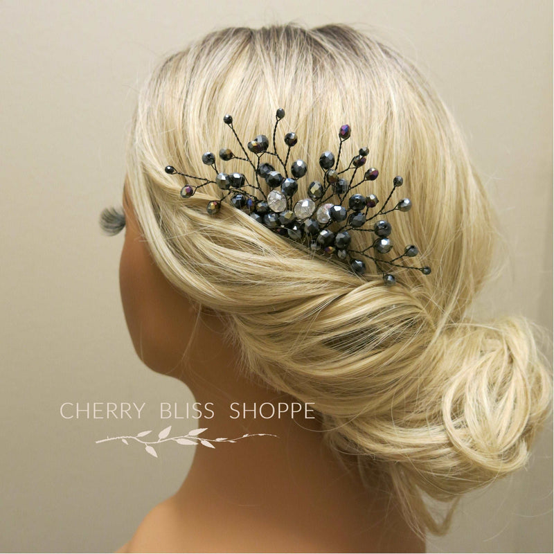 Gothic Style Black Hair Comb, Gun Metal Hair Piece, Halloween Vampire Cosplay Hairpin Headpiece - KaleaBoutique.com