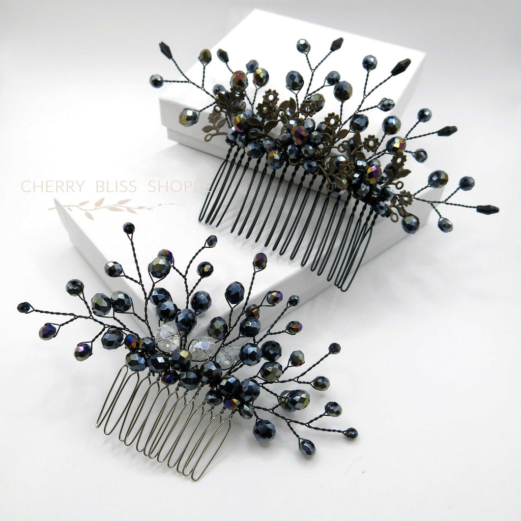 Gothic Style Black Hair Comb, Gun Metal Hair Piece, Halloween Vampire Cosplay Hairpin Headpiece - KaleaBoutique.com