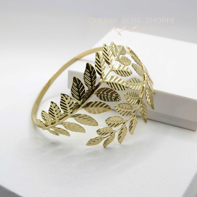 Leaf Arm Cuff Exotic Beauty Arm Bracelet, Prom Party Greek Goddess Cosplay Arm Wrap Cuff - KaleaBoutique.com