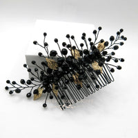 Gothic Style Black Hair Comb with Silver or Gold Leaves, Cosplay Vintage Costume Hairpin Hairpiece - KaleaBoutique.com