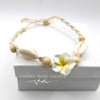 White Plumeria Flower Rope Bracelet, Boho Macrame Flower Anklet Rope Beach Knot Bracelet - KaleaBoutique.com