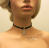 Feather Charm Cord Choker Necklace, Boho Double Strand Knot Necklace, Southwest Style Leather Choker Necklace - KaleaBoutique.com