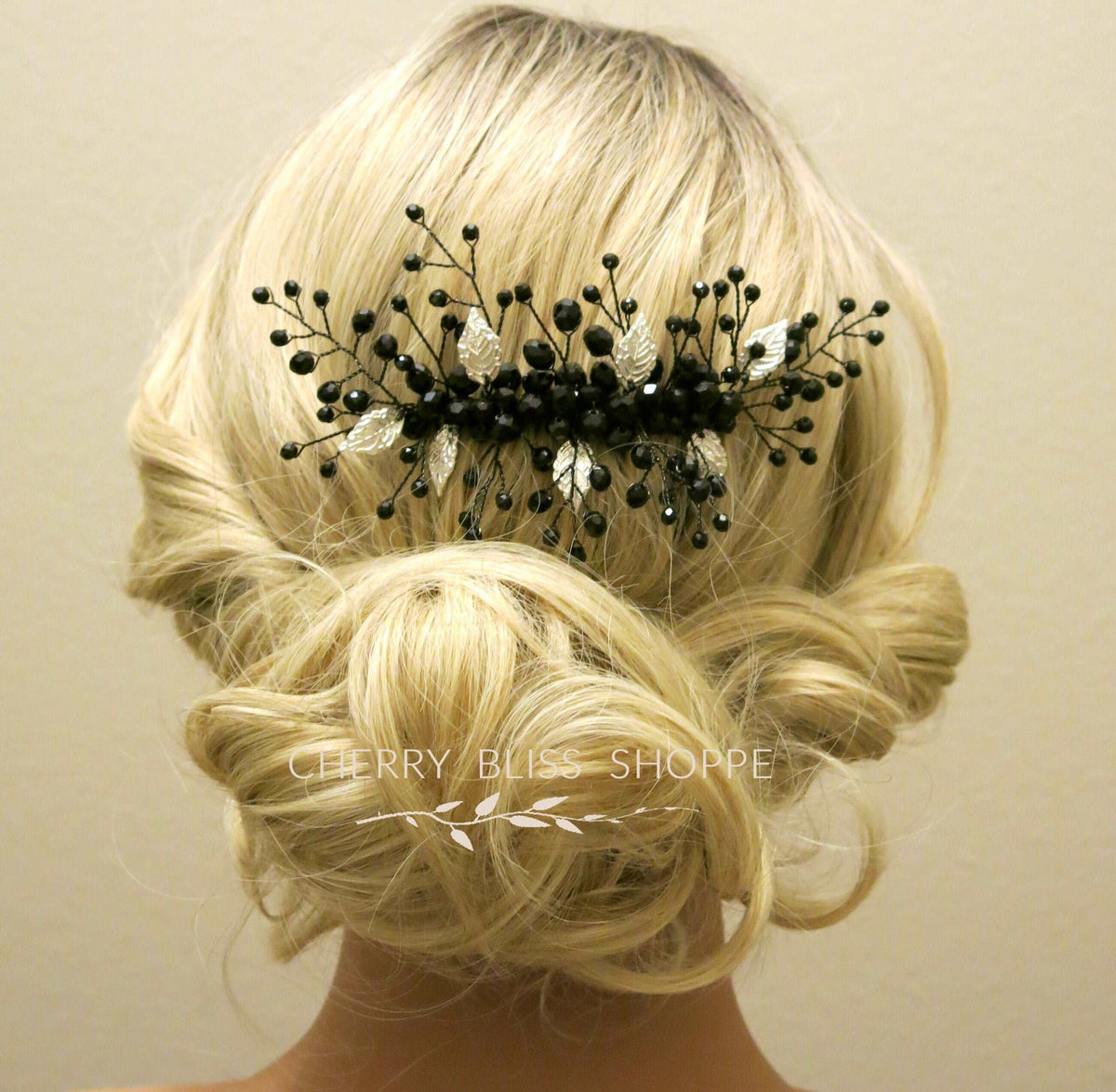 Gothic Style Black Hair Comb with Silver or Gold Leaves, Cosplay Vintage Costume Hairpin Hairpiece - KaleaBoutique.com