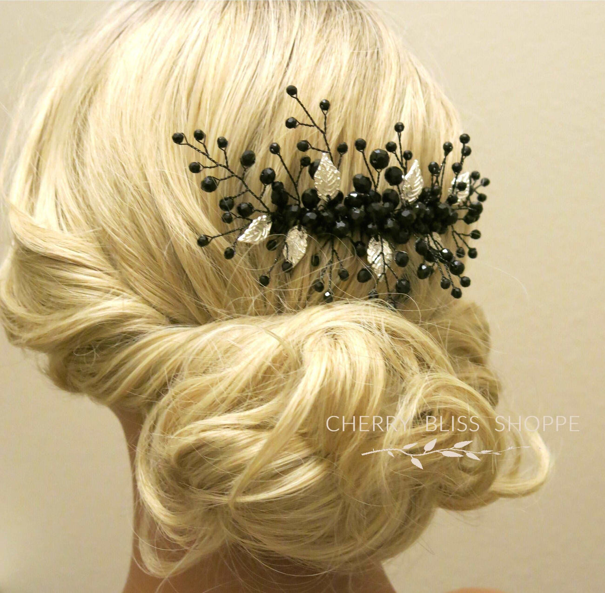 Gothic Style Black Hair Comb with Silver or Gold Leaves, Cosplay Vintage Costume Hairpin Hairpiece - KaleaBoutique.com
