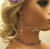 Genuine Amethyst Necklace and Bracelet 2 PC Jewelry Set, Gemstone Amethyst Nugget Dangle Earrings - KaleaBoutique.com