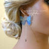 Realistic Chiffon Blue Butterfly Earrings, Fashion Statement Chain Dangle Earrings, Artistic Fantasy Tassel Jewelry - KaleaBoutique.com