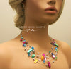 Layered Natural Gemstone Rough Necklace and Earrings 3 PC Jewelry Set, Floating Gem Boho Necklace - KaleaBoutique.com