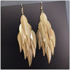 Oversized Gold Feather Tassel Earrings, Chandelier Dangle Bohemian Fashion Statement Layered Earrings - KaleaBoutique.com