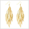 Oversized Gold Feather Tassel Earrings, Chandelier Dangle Bohemian Fashion Statement Layered Earrings - KaleaBoutique.com