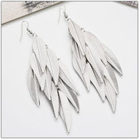 Oversized Gold Feather Tassel Earrings, Chandelier Dangle Bohemian Fashion Statement Layered Earrings - KaleaBoutique.com