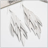 Oversized Gold Feather Tassel Earrings, Chandelier Dangle Bohemian Fashion Statement Layered Earrings - KaleaBoutique.com