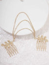 Triple Chained Hair Comb, Gold Leaf Hair Comb Hairpiece, Dancer Chained Hair Vine , Exotic Princess Hair Chain Headpiece - KaleaBoutique.com