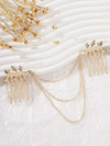Triple Chained Hair Comb, Gold Leaf Hair Comb Hairpiece, Dancer Chained Hair Vine , Exotic Princess Hair Chain Headpiece - KaleaBoutique.com