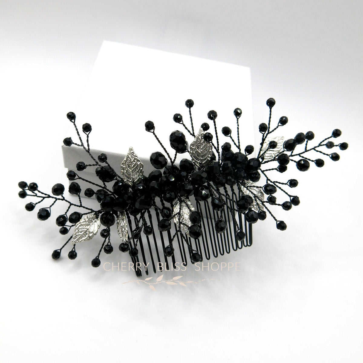 Gothic Style Black Hair Comb with Silver or Gold Leaves, Cosplay Vintage Costume Hairpin Hairpiece - KaleaBoutique.com