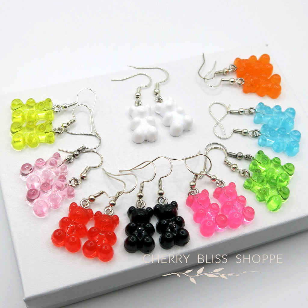 Realistic Gummy Bear Earrings, Gummy Bear Whimsical Drop Statement Earrings, Dangle Candy Earrings - KaleaBoutique.com