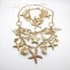 Natural Seashell Necklace and Bracelet, Beach Wedding Pearl and Starfish Bib Necklace, Charm Bracelet - KaleaBoutique.com