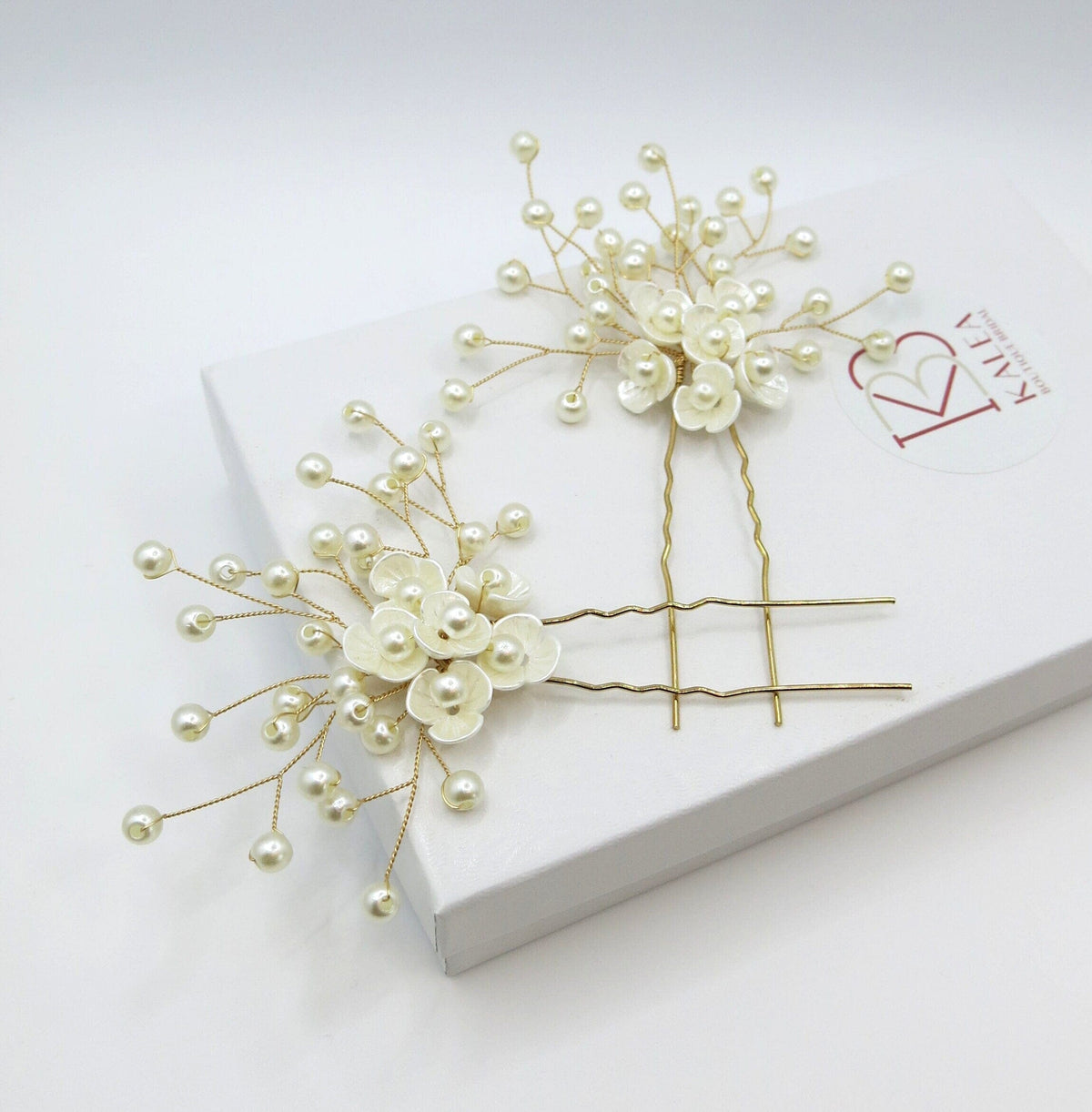 Floral Abalone Pearl Bridal Hair Pin, Wedding Seashell Flower Hairpin, Bride or Bridesmaid Ivory Gold Hairpin - KaleaBoutique.com