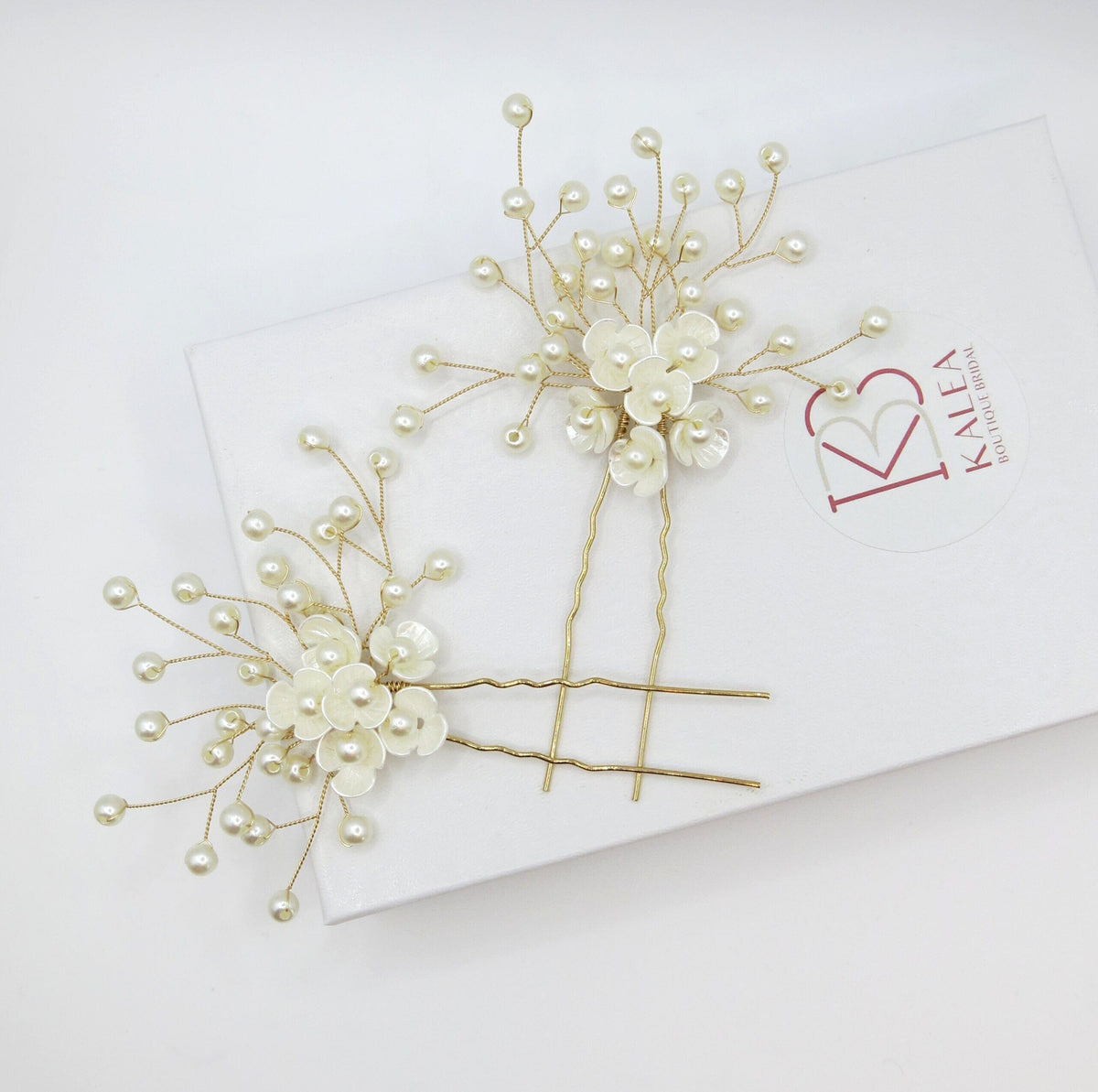 Floral Abalone Pearl Bridal Hair Pin, Wedding Seashell Flower Hairpin, Bride or Bridesmaid Ivory Gold Hairpin - KaleaBoutique.com
