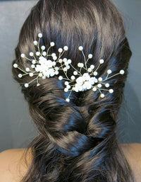 Floral Abalone Pearl Bridal Hair Pin, Wedding Seashell Flower Hairpin, Bride or Bridesmaid Ivory Gold Hairpin - KaleaBoutique.com