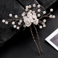 Floral Abalone Pearl Bridal Hair Pin, Wedding Seashell Flower Hairpin, Bride or Bridesmaid Ivory Gold Hairpin - KaleaBoutique.com