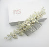 Ivory Flowers Pearl Hair Comb, Large Off White Bridal Hairpin, Wedding Pearl Hair Comb Headpiece, Bridesmaid Crystal Floral Gem Hairpiece - KaleaBoutique.com