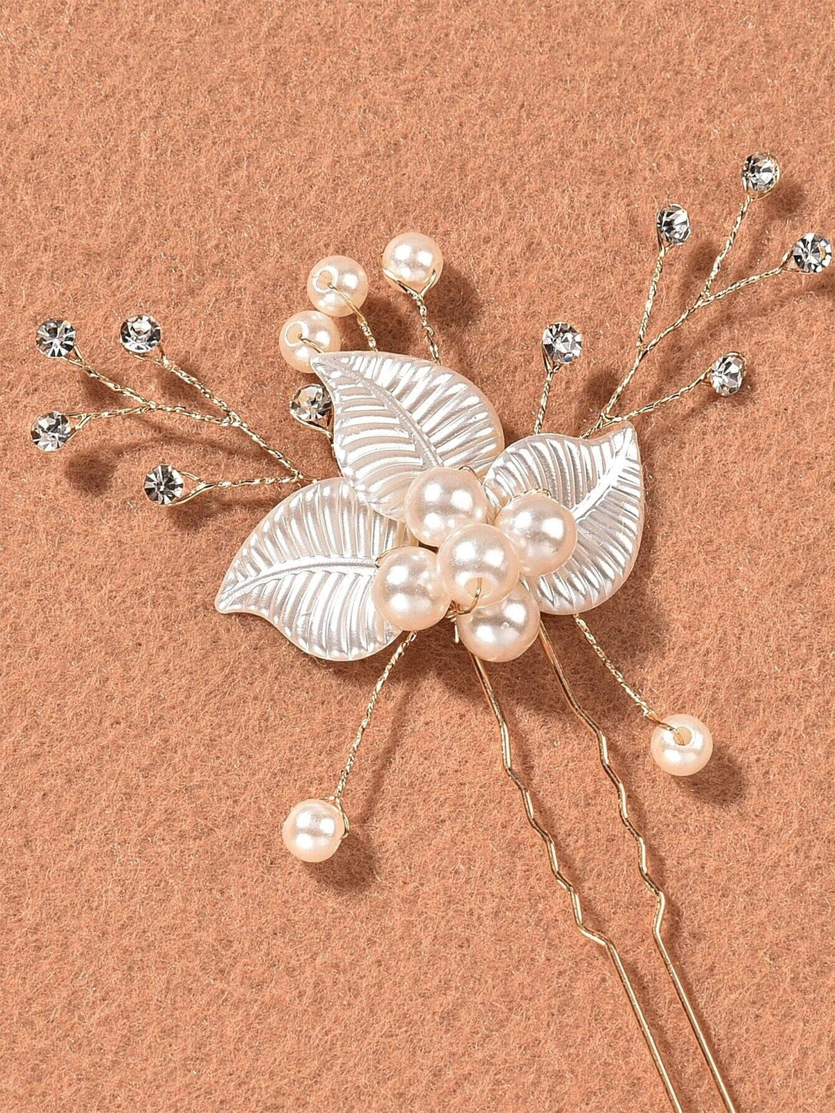 Ivory Pearl Leaf Bridal 2 PC Hairpin Set, Wedding Off White Pearl Flower Hair Pin, Bride Floral Pearl Hairpiece - KaleaBoutique.com