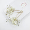 Ivory Pearl Leaf Bridal 2 PC Hairpin Set, Wedding Off White Pearl Flower Hair Pin, Bride Floral Pearl Hairpiece - KaleaBoutique.com