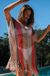 KaleaBoutique Striped Tassel Crochet V Neck Beach Cover Up - KaleaBoutique.com