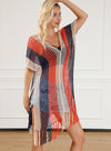 KaleaBoutique Striped Tassel Crochet V Neck Beach Cover Up - KaleaBoutique.com