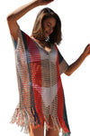 KaleaBoutique Striped Tassel Crochet V Neck Beach Cover Up - KaleaBoutique.com