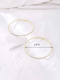 Large Crystal Hoop Earrings, Omega Latch Back Hooped Earrings, 60MM Bridal Hoop Earrings, Diamond Studded Hoop Earrings - KaleaBoutique.com