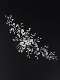 Large Milky Opal Crystal Hair Comb, Wedding Decorative Hair Comb Headpiece, Bridal Floating Opal Hairpiece - KaleaBoutique.com