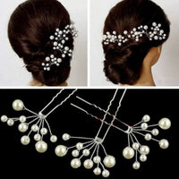 Pearl Starburst Bridal Hairpin Set, Wedding Silver Wire Pearl Hair Pins, Minimalist Bridal Pearl Headpins - KaleaBoutique.com