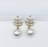 Large Pearl Dangle Crystal Stud Earrings, Wedding Bridal or Bridesmaid Pearl Drop Earrings, CZ Diamond Pearl Earrings - KaleaBoutique.com